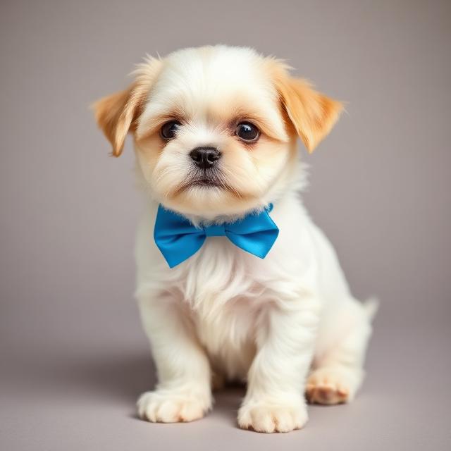 Cãozinho com lacinho azul